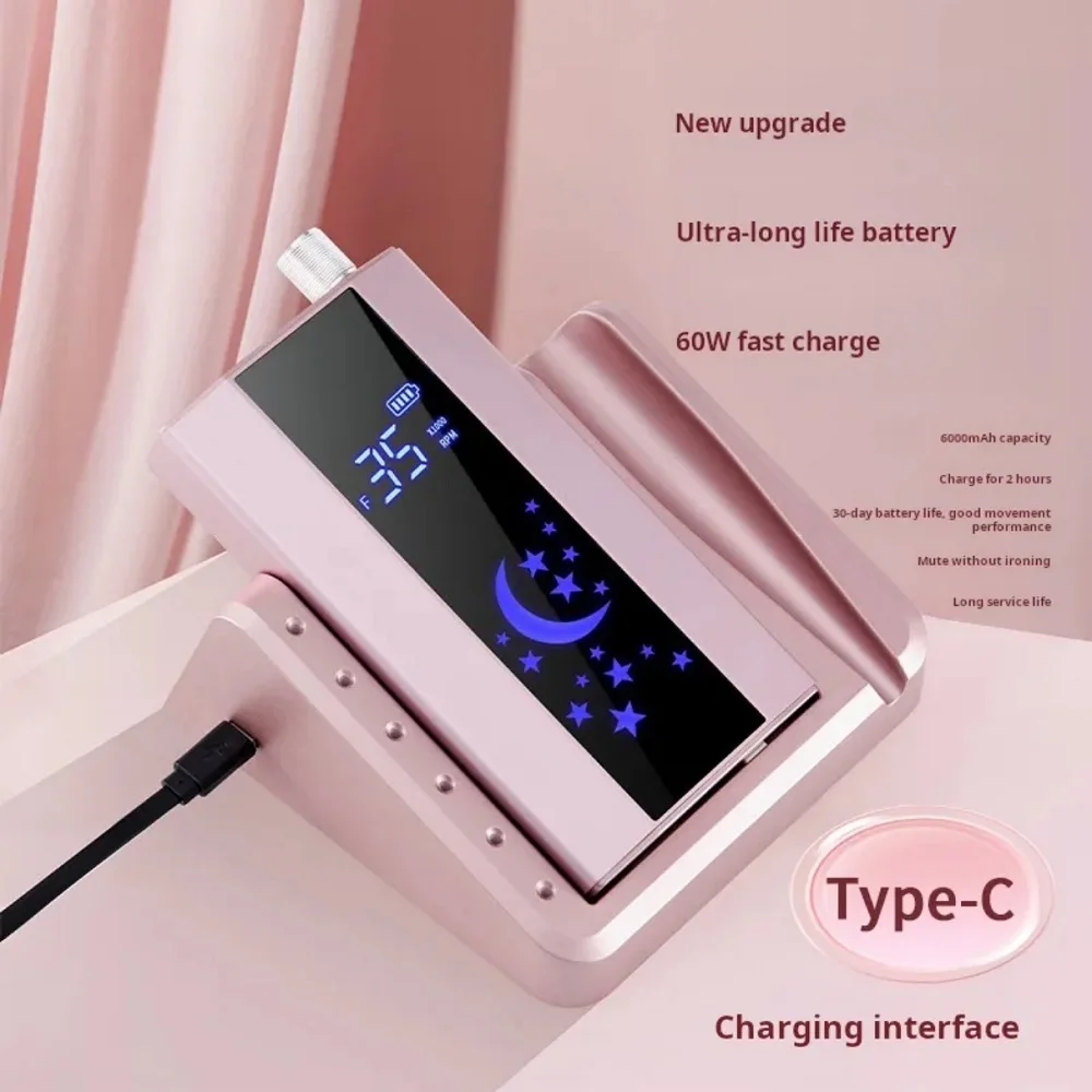 85W Professional Nail Drill Machine 40000RPM Low Noise Rechargeable Manicure Polishing Tool for Salon