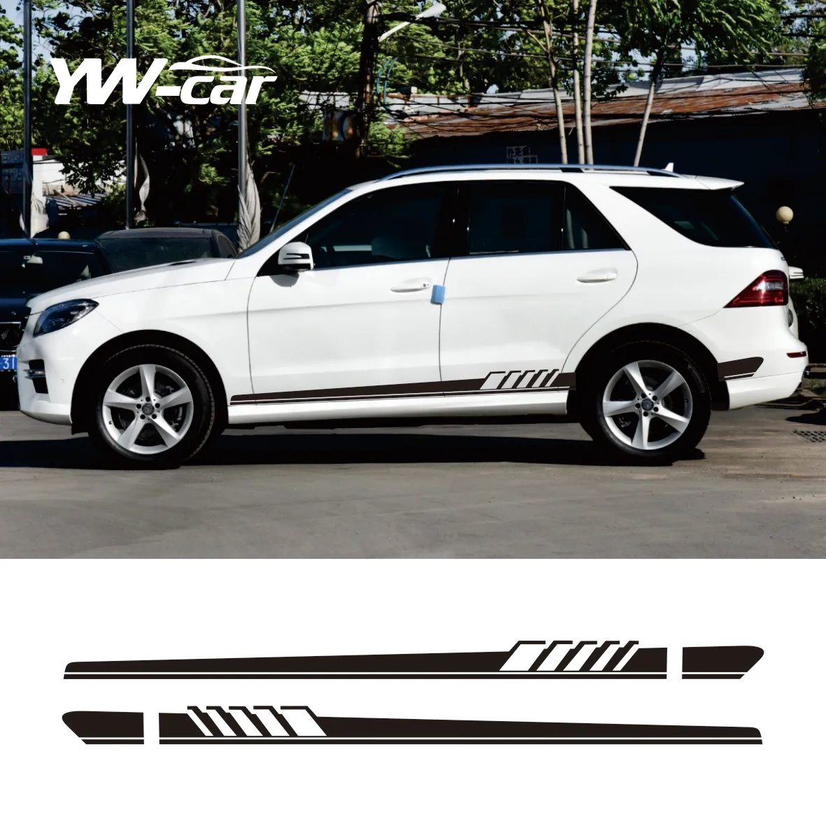 

2pcs Car Side Stickers Body Stripes Vinyl Decal For Mercedes Benz ML Class W163 W164 W166 ML63 AMG ML320 ML350 Car Accessories