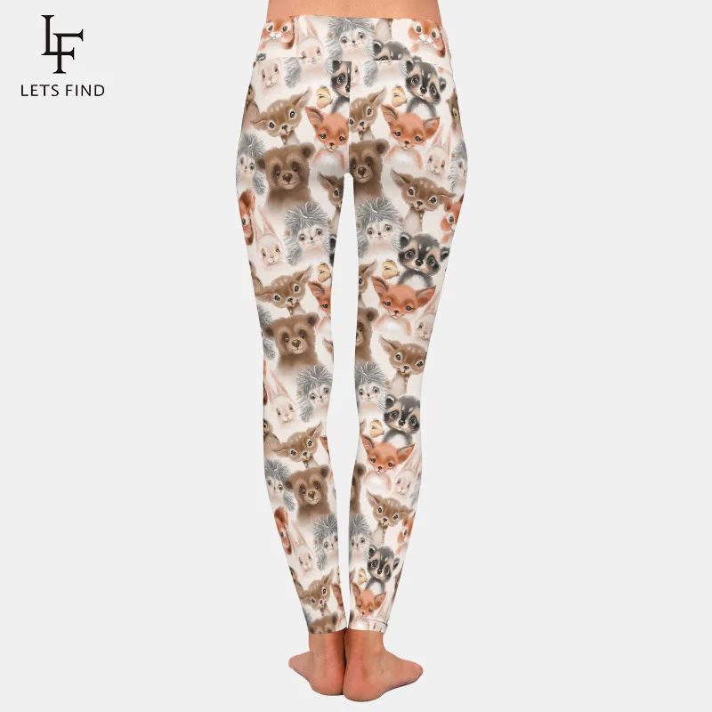 LETSFIND-mallas elásticas con estampado de animales del bosque para mujer, Leggings de entrenamiento de cintura alta, a la moda