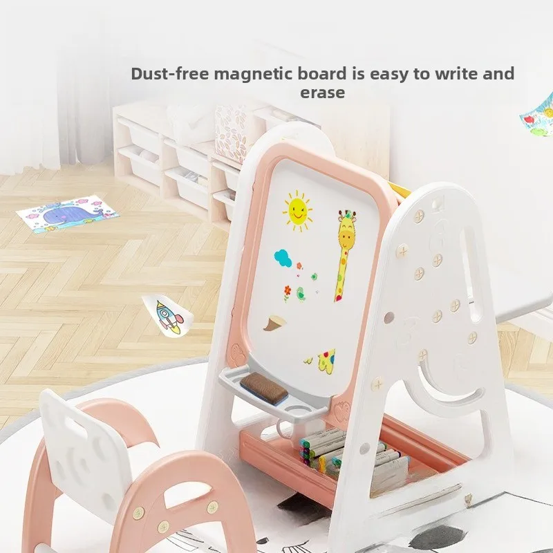 رف رسم قائم على الأرض مع مكتب كتابة، مجموعة متعددة الوظائف لطاولة رف الكتب للأطفال #2