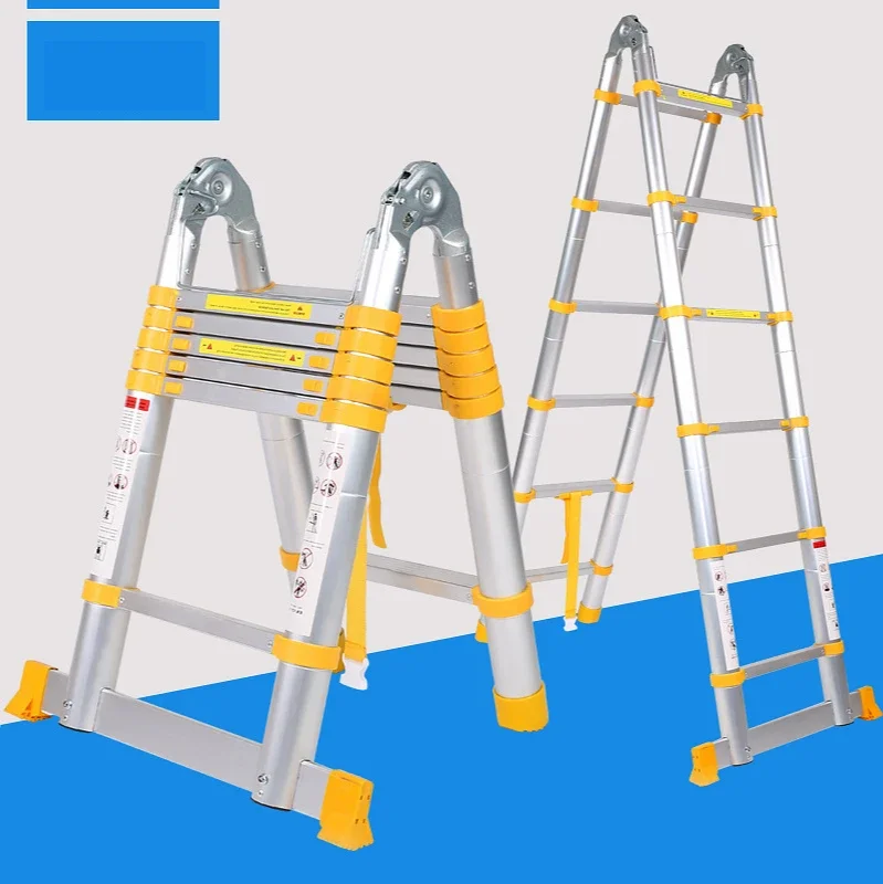 Telescopic Herringbone Aluminum Alloy Single-sided Ladder Thickened Folding Household Multifunctional Lift