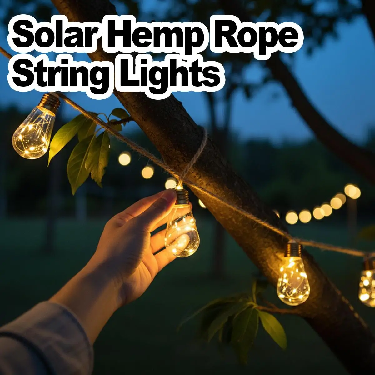 

8M Solar String Lights 16 Led Bulb Warm White Fairy Lamp Courtyard Backyard Party Christmas Waterproof Outdoor Vintage Rope Hemp