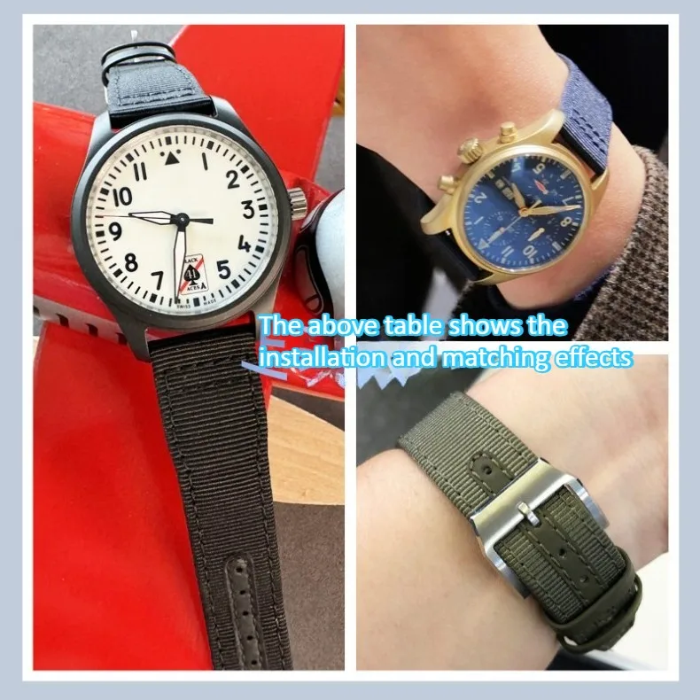 Nylon canvas watch band For IWC SPITFIRE PILOT'S WATCHES TOP GUN Spades A IW389101 IW387901 cowhide back strap