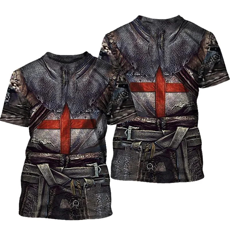 Templar Knights 3D Print letnia męska koszulka z okrągłym dekoltem z krótkim rękawem T shirty modna koszulka modne ubrania męskie