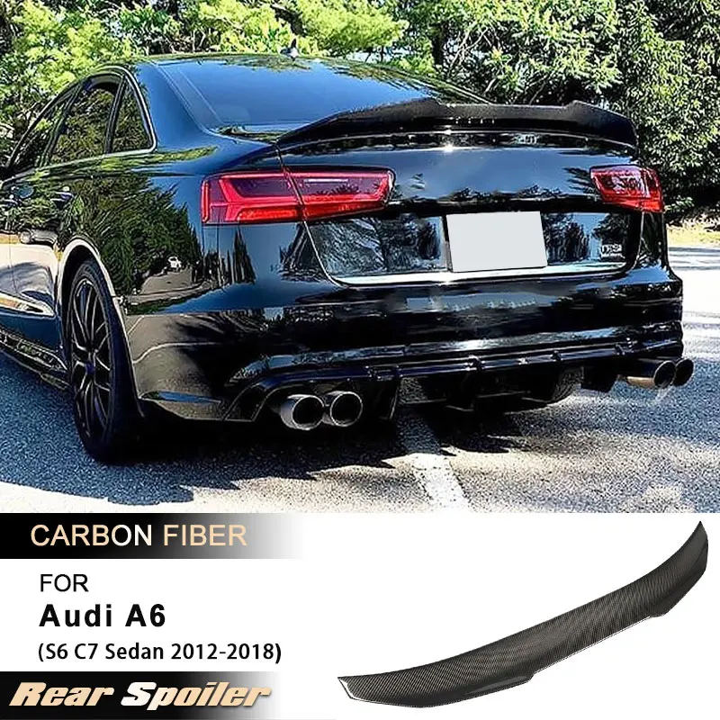 

Car Rear Trunk Spoiler Wings for Audi A6 S6 C7 Sedan 2012-2018 Racing Rear Spoiler Boot Lid Wing Lip Body Kit Full Carbon Fiber