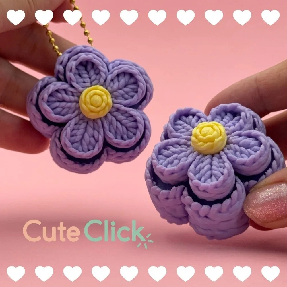 3D Print Flower Mechanical Clicker Keychain Crisp Click Sound Plastic Flower Clicker Pendant Simulation Clicker Mechanism