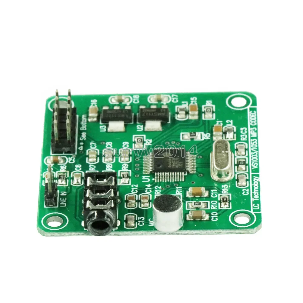 Mp3モジュール開発ボードマイク、オンボードレコーディング機能、spiインターフェイス、ogg出力ポート、ライン入力、12.288 mhz、vs1053