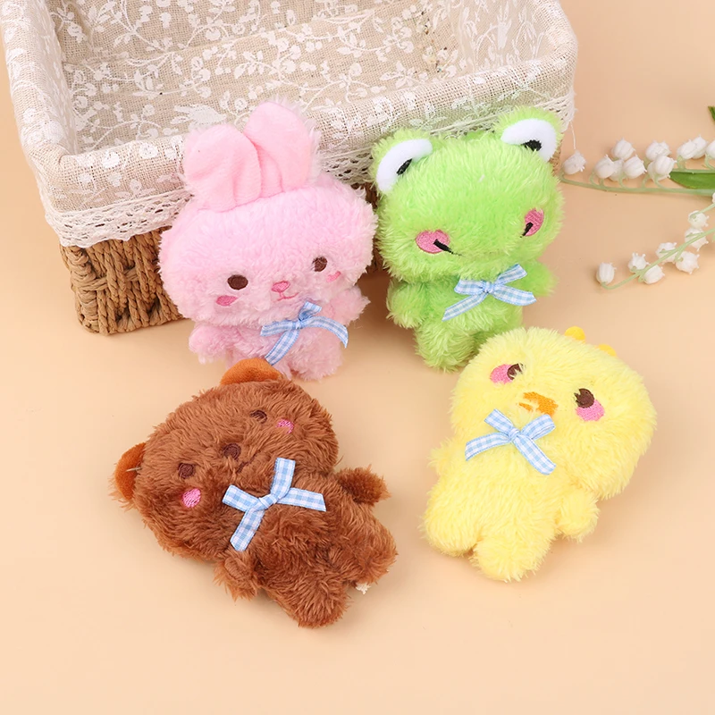 1PC Cartoon Plush Animal Keychain Mini 4 Animal Little Bear Rabbit Frog Chicken Stuffed Plush Toy Decorate