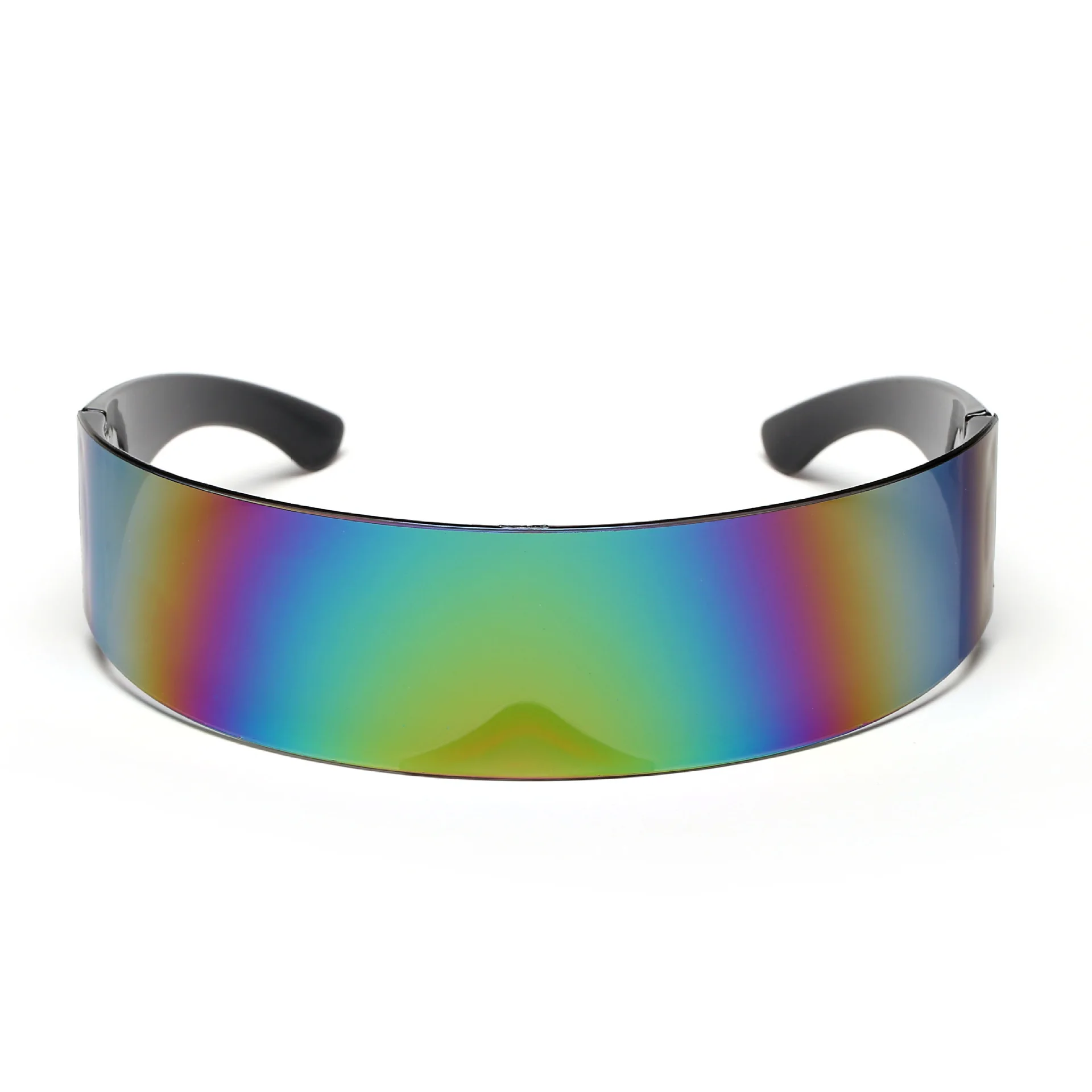 Futuristico stretto ciclope visiera occhiali da sole occhiali da vista Laser UV400 personalità lenti a specchio Costume occhiali occhiali da vista occhiali da uomo