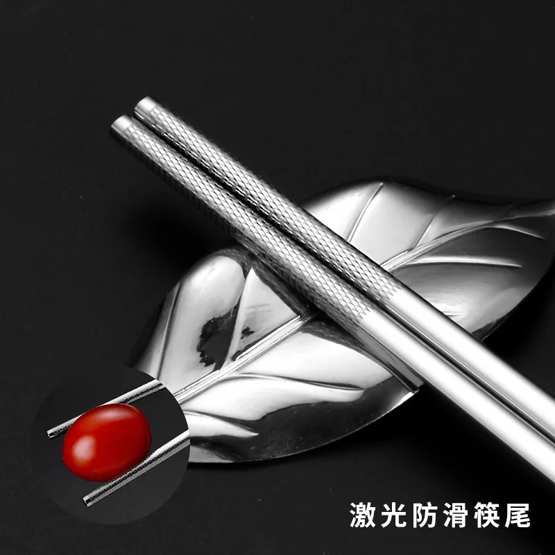 1 Pair 316 Stainless Steel Chopsticks Non-slip Chinese Chopsticks Home Metal Chopsticks for Food Sushi Sticks Kitchen Tableware