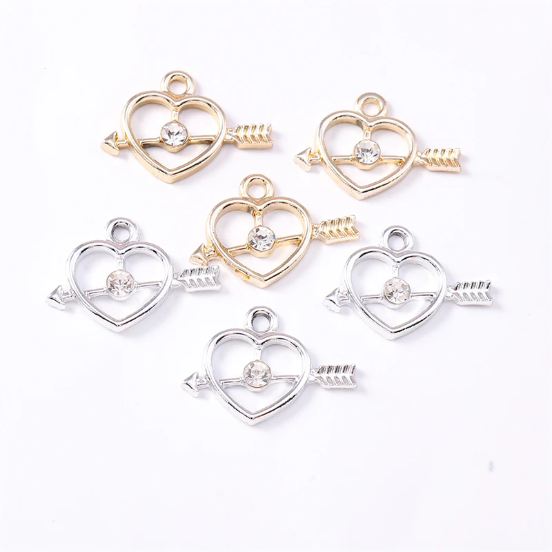 

Duarte 20Pcs/Lot Cute Crystal Alloy Love Heart Charms Pendants for Jewelry Making Earrings Necklaces Bracelets DIY Crafts Supply