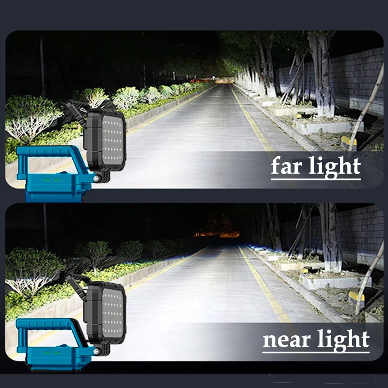 Work Light LED Flashlight For Makita Double Handle 4800LM Li-ion Battery Portable Flood Lamp Camping Lamps Outdoor  Waterproof