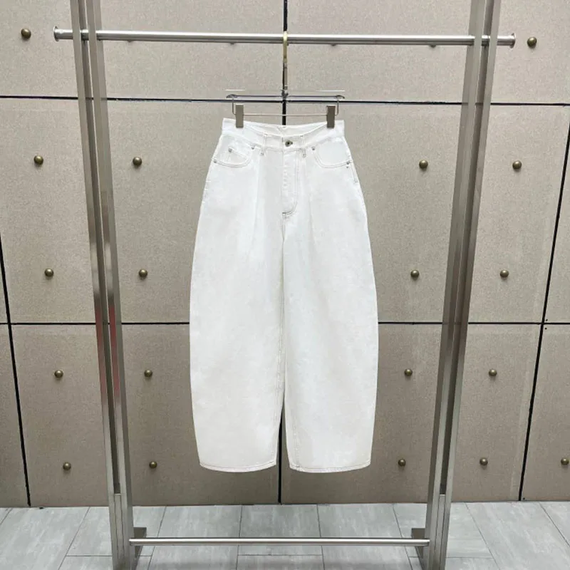 

Women's Embroidered Wash Jeans, Casual Versatile White Wide Leg Pants, High Quality Cotton Straight Leg Pants, 2026, New, y2k;