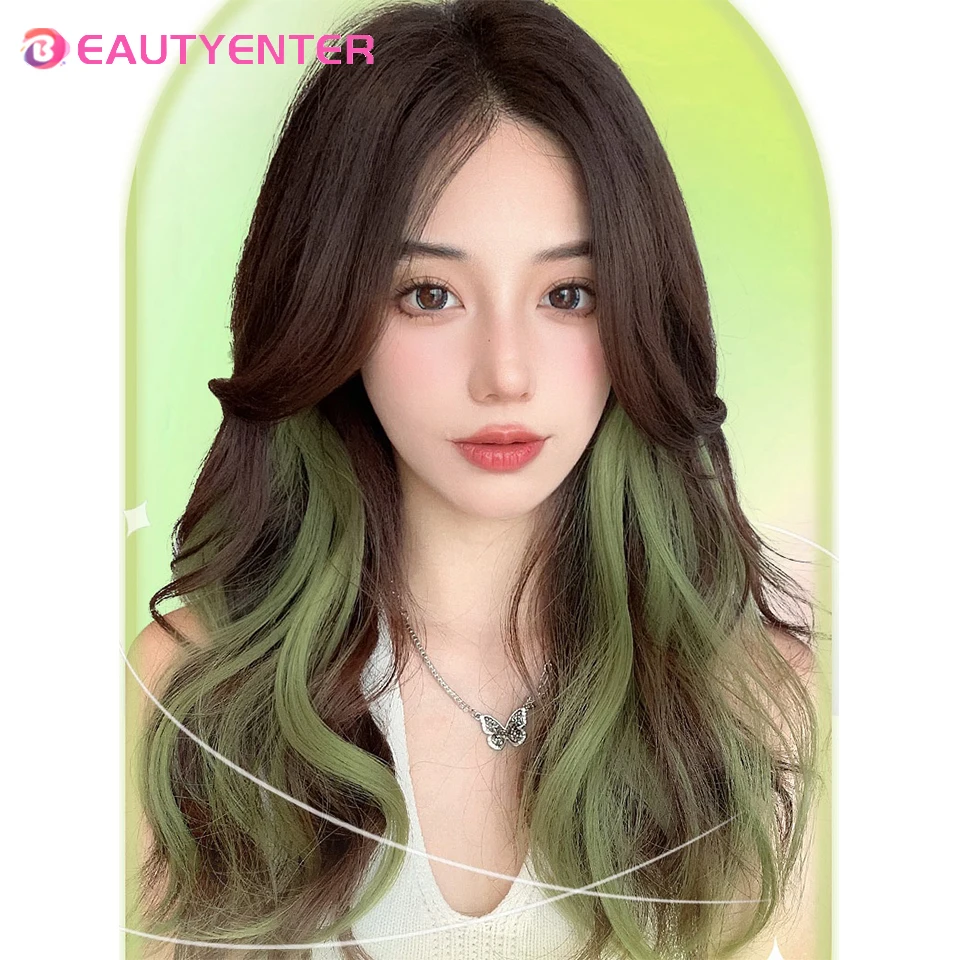 One-piece color highlights of curly hair hanging ear hair wig piece female long hair simulation invisible hair extension