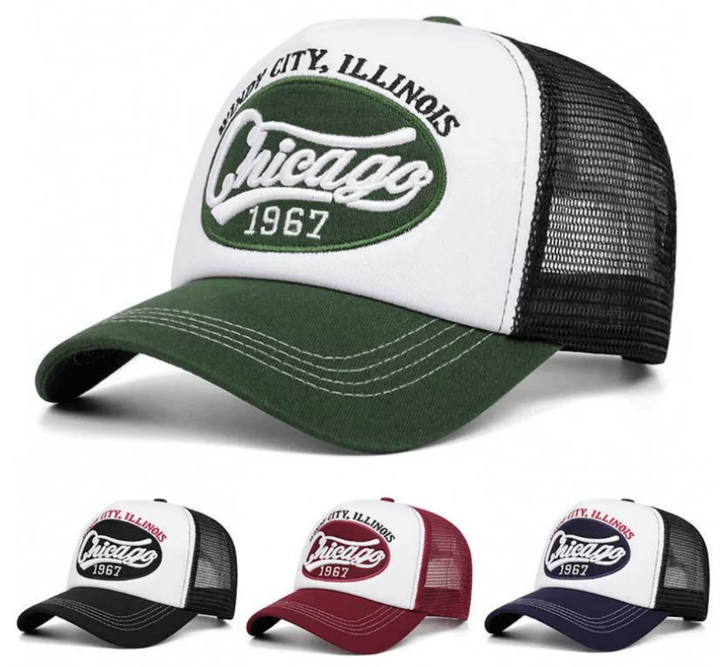 Chicago 1967 Letter Embroidered Baseball Cap Breathable Mesh Adjustable Truck Unisex Outdoor Sun Protection Snapback Hat Gift