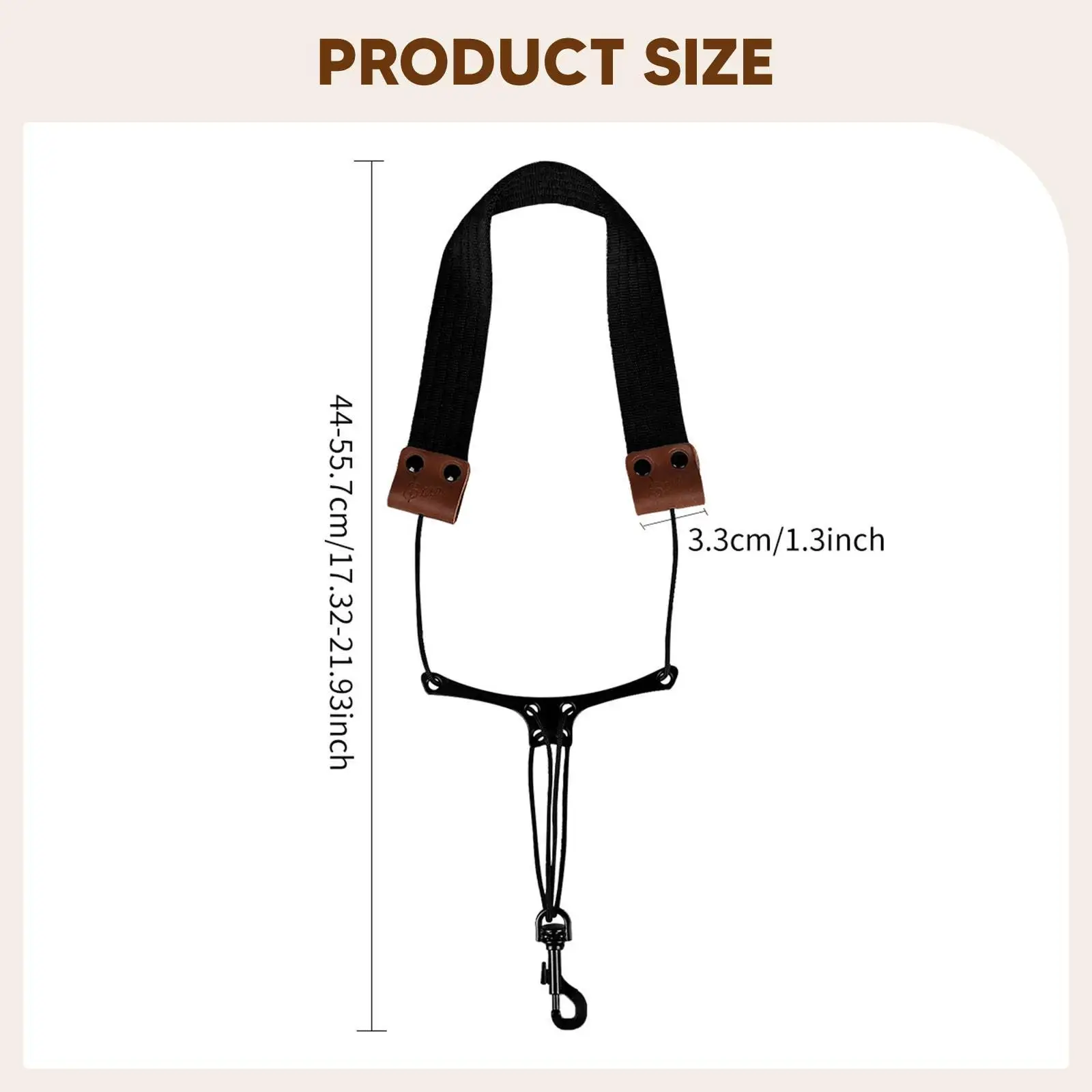 Tali Leher Saksofon Peralatan Saksofon Tali Leher Sax Ringan Hitam dengan Panjang Dapat Disesuaikan untuk Soprano Tenor Alto Baritone