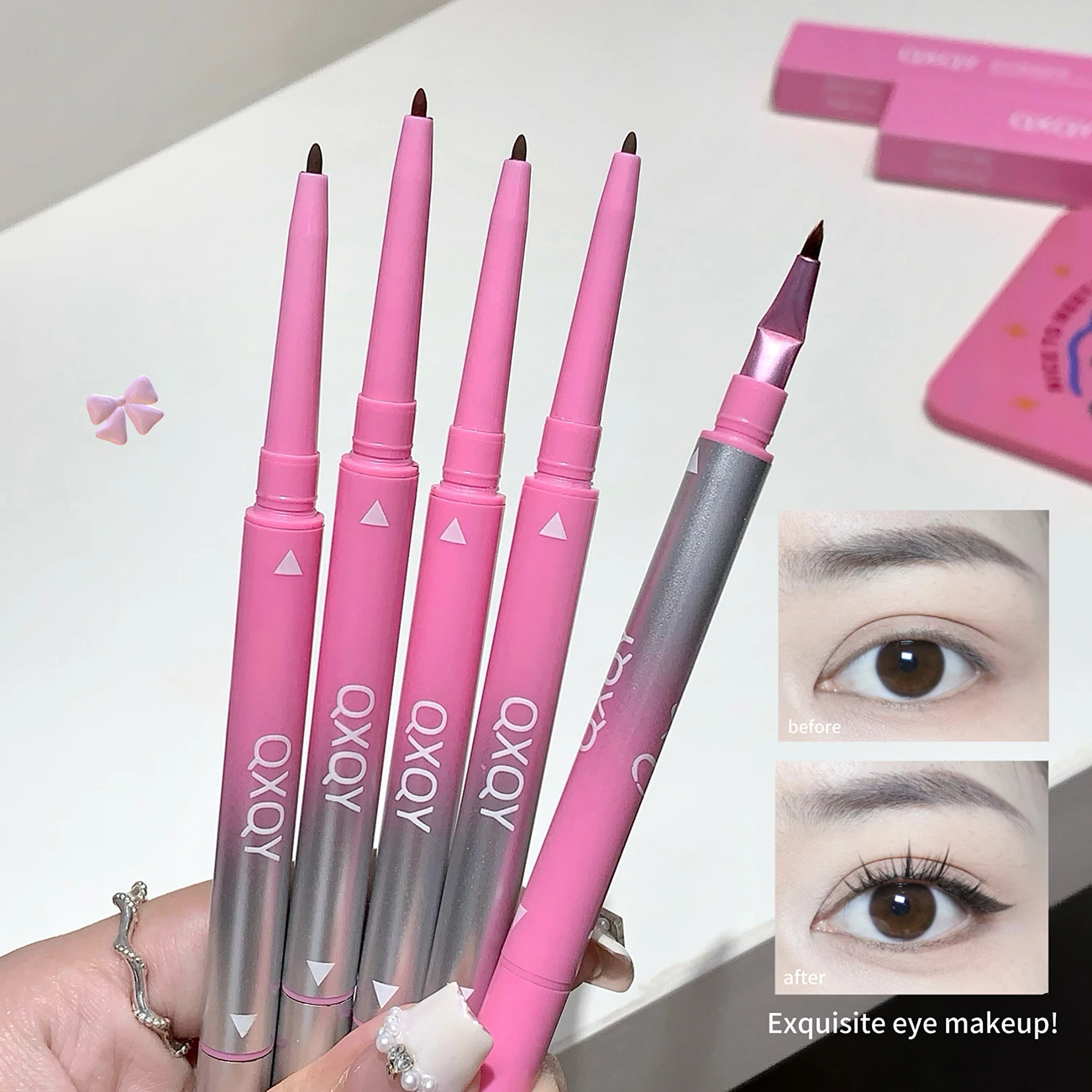 Double-Ended Eyeliner Pencil with Brush - Smooth & Long-Lasting Perfect for Beginners - Available in 4 Colors for Eye Makeup