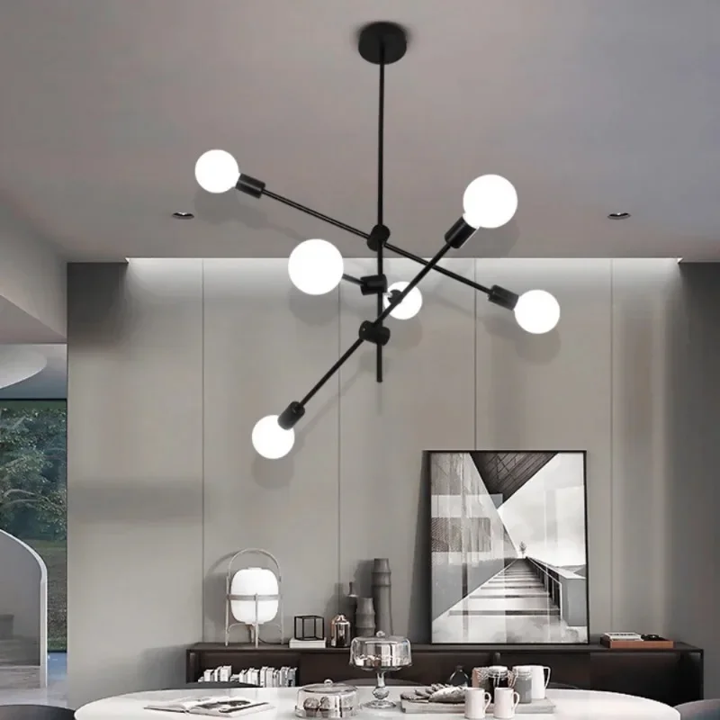 Metal Ceiling Lamp Modern Home Lighting Fixture Sputnik Chandelier Home Decor LED Light Nordic Postmodern Hanging Lamp