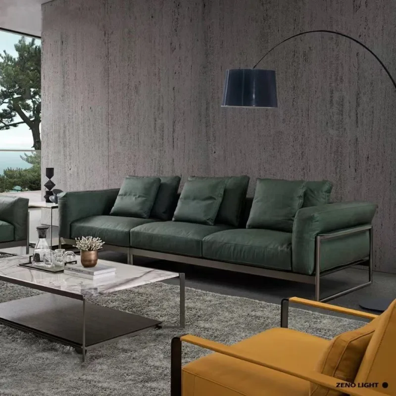 combinação de sofá de couro moderno primeira camada de couro pequeno apartamento