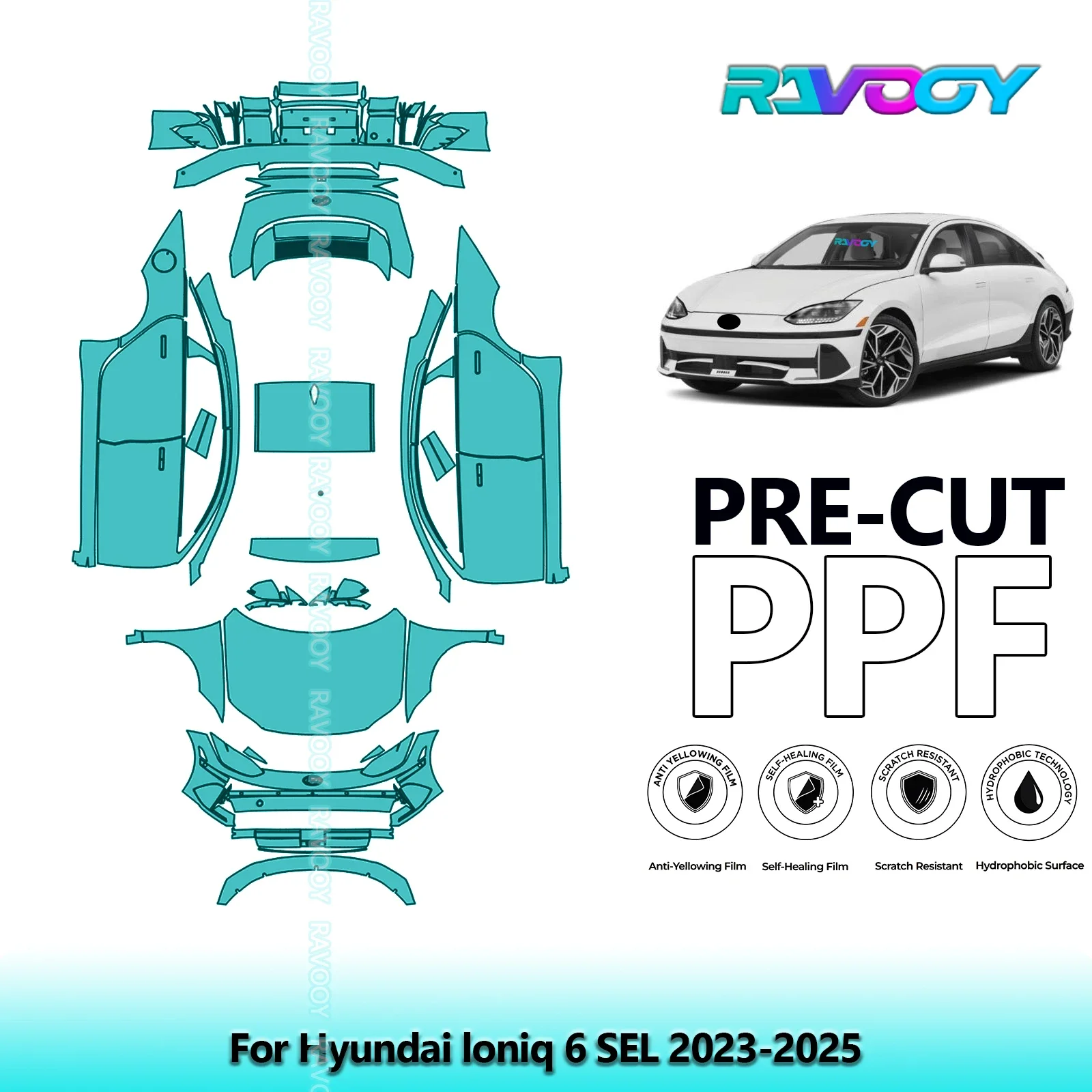 

Car Precut PPF Paint Protection Film Full Vehicle For Hyundai loniq 6 SEL 2023-2025