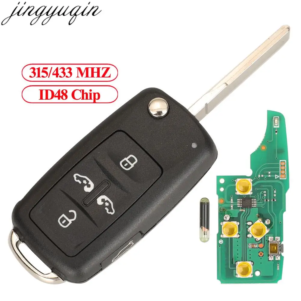 

Jingyuqin Remote Car Key Alarm ID48 315/433MHz For Vw Volkswagen Golf 4 5 6 Jetta Passat CC Tiguan Polo Beetle Touran 5 Buttons