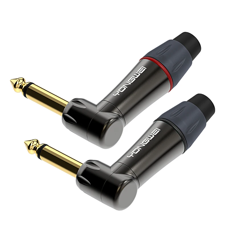 Złącze YONGWEI pozłacane 6.35mm, zakrzywione, spawane pod kątem 90 stopni, do gitary, pianina elektrycznego, wzmacniacza mocy i połączeń audio. — zdjęcie produktu 7