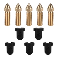 ABPQ-5Pcs 0.4Mm Brass Nozzle Silicone Sleeve Kit, Extruder Hot End Nozzle Kit For Creality K1, K1 Max, CR-10 SE 3D Printer