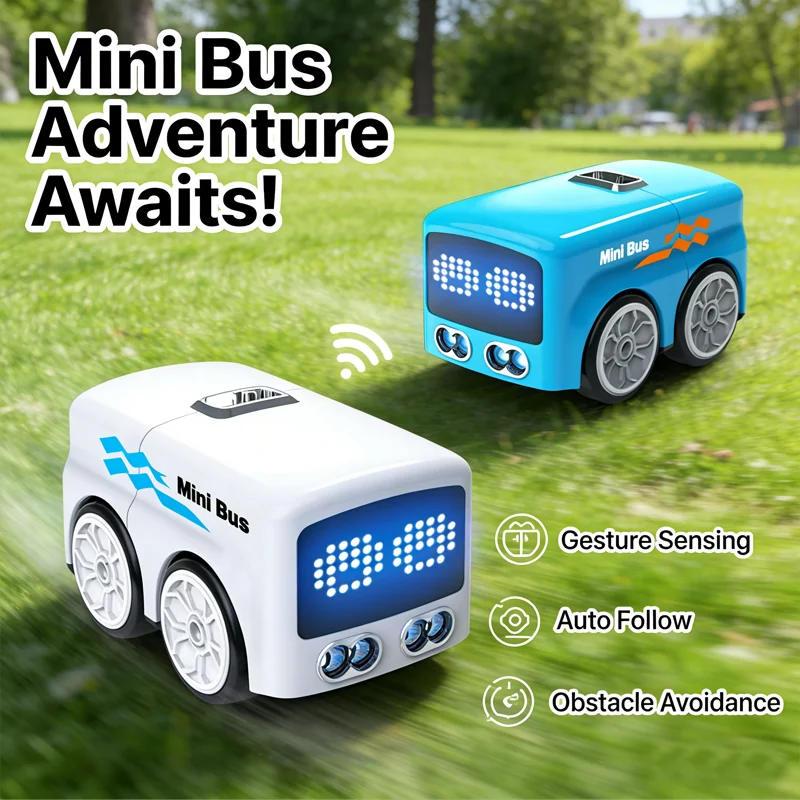 

Magic RC Mini Bus Intelligent Remote Control Gesture Sensing Induction Follow Cartoon Car Smart Animation Vehicle Toys