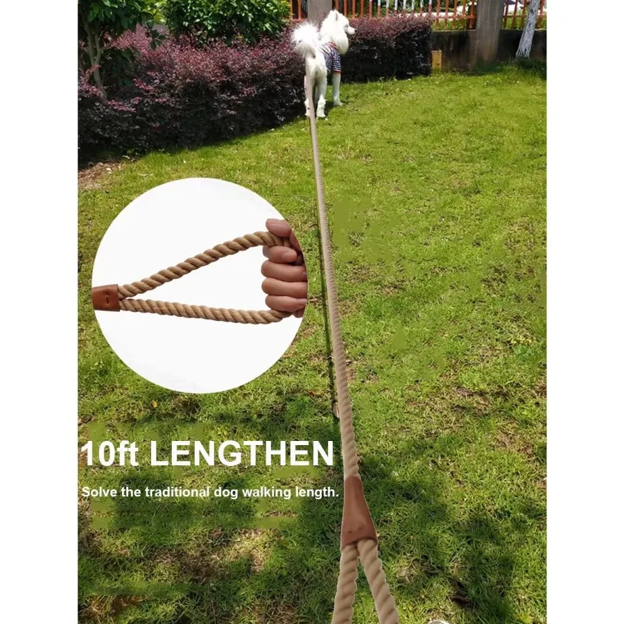 مقود كلب قطني شديد التحمل بطول 10 أقدام مقود حبل قوي مقبض ناعم للكلاب المتوسطة الكبيرة والتنزه والتخييم واستكشاف وول
