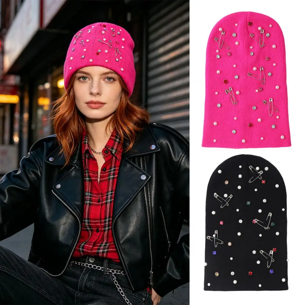 rhinestone-knitted-hat-colorful-rhinestone-knit-hat-faux-pearl-safety-pin-bling-winter-warm-hop-cap-luxury-embellished-street