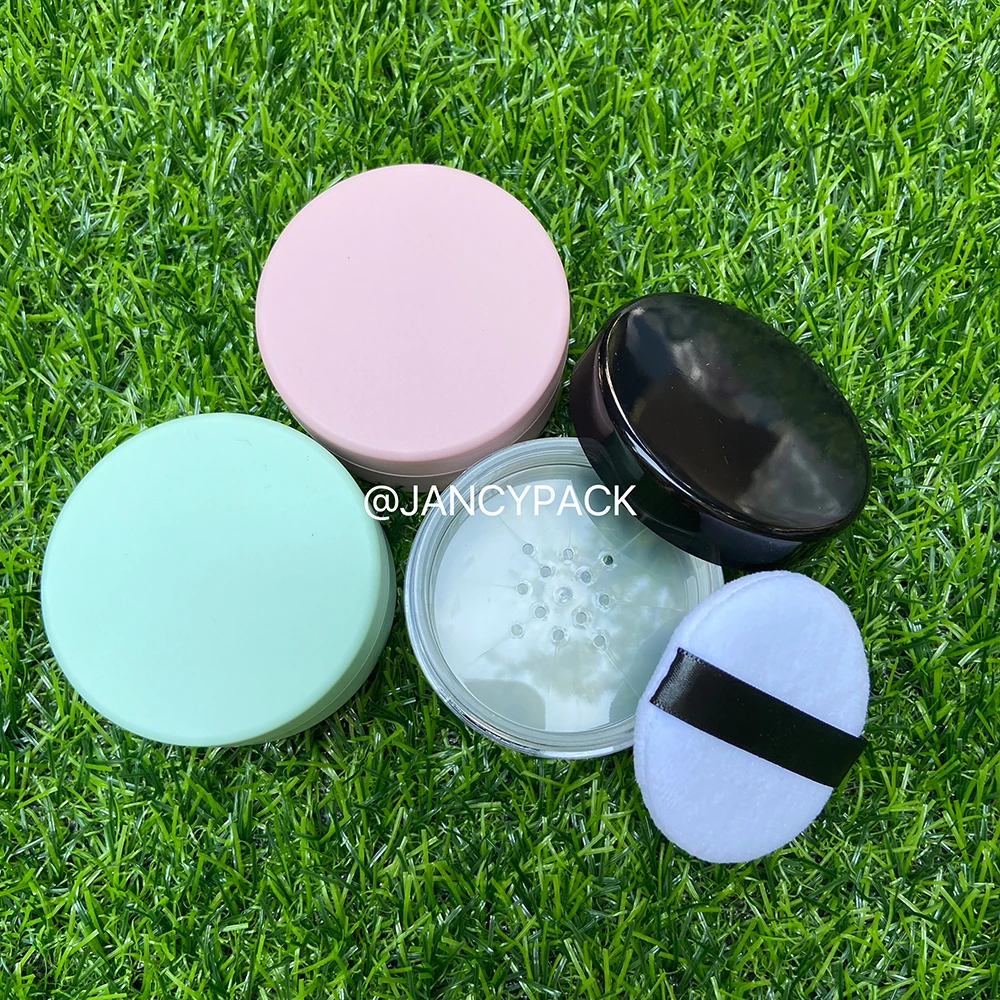 10g Plastic Powder Box Handheld Empty Loose Powder Pot With Sieve Powder Puff Boxes Makeup Jar Container Sifter Container