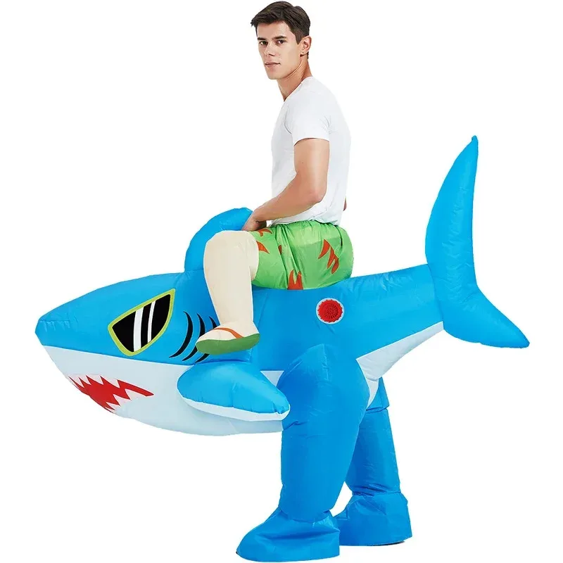 New Adult Kids Blue Shark Inflatable Costumes Anime Mascot Fancy Role Play Disfraz Halloween Party Cosplay Costume Dress Su NM35 view 4