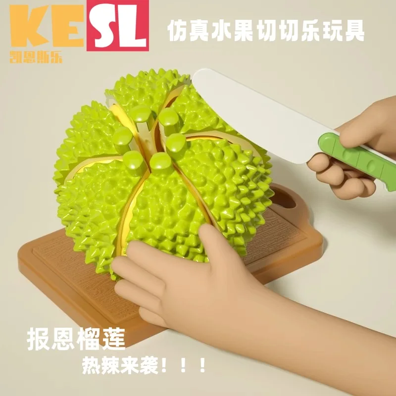Juguete Durian de fruta y comida de corte divertido para niños, juguete educativo para el desarrollo de habilidades básicas tempranas, juguete sensorial de cocina para jugar a las casitas
