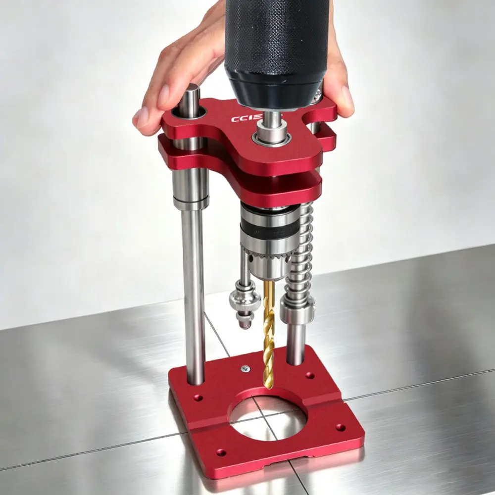 Efficient Vertical Drilling Locator Stand Woodworking Power Drill Guide Bracket Accurate Handheld Tool Accessory
