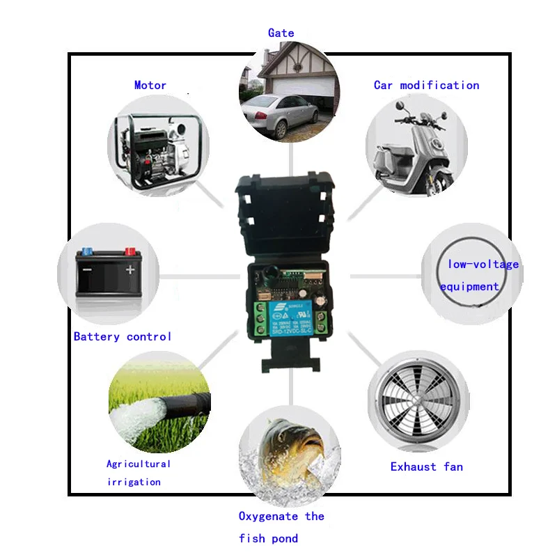 DC12V 24V 1CH 10A Remote Control Light Switch Relay Output Radio Receiver Module and Belt buckle Transmitter window/Garage Doors