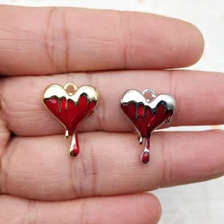 10pcs Heart Charm for Jewelry Making Enamel Necklace Keychain Phone Pendant Diy Accessories Alloy Metal
