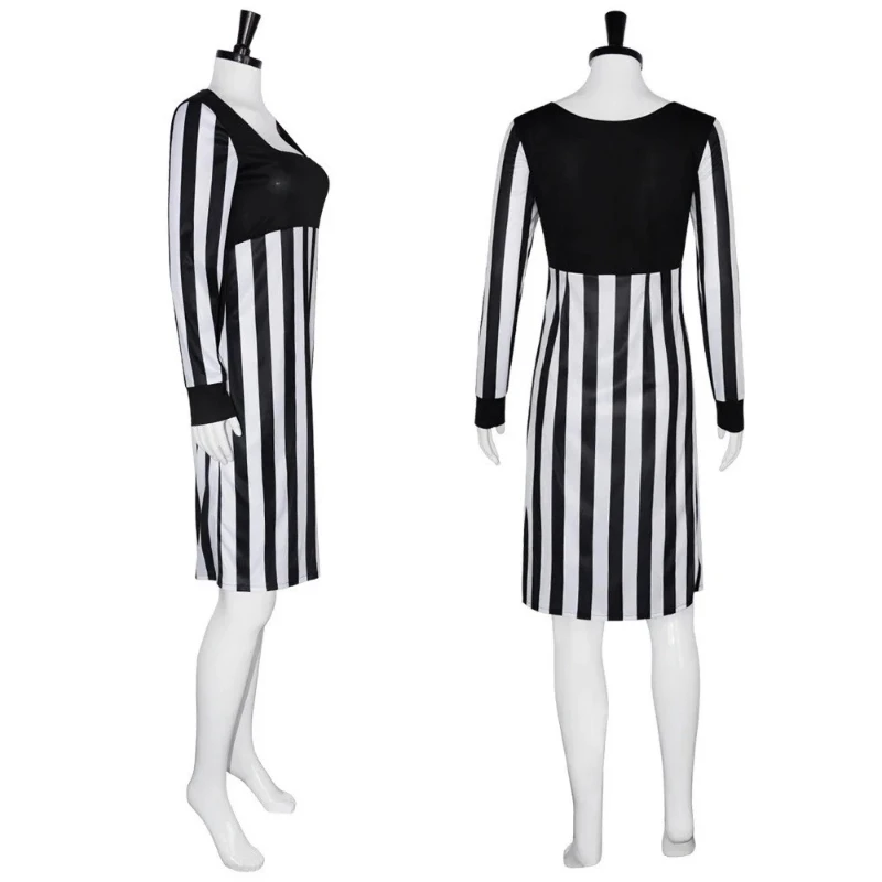 

Fulujiacos The Mask Cosplay Tina Carlyle Costune Black White Striped Dress