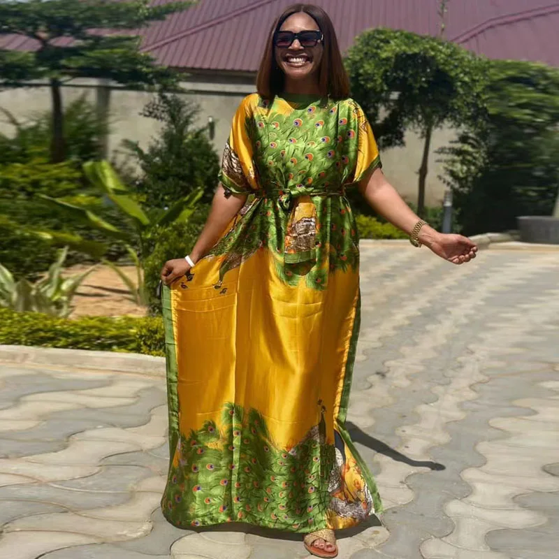 Dress Length:140cm Bust:160cm African Dashiki New Fashion Design long dress oversized Famous Brand Loose For Lady/women