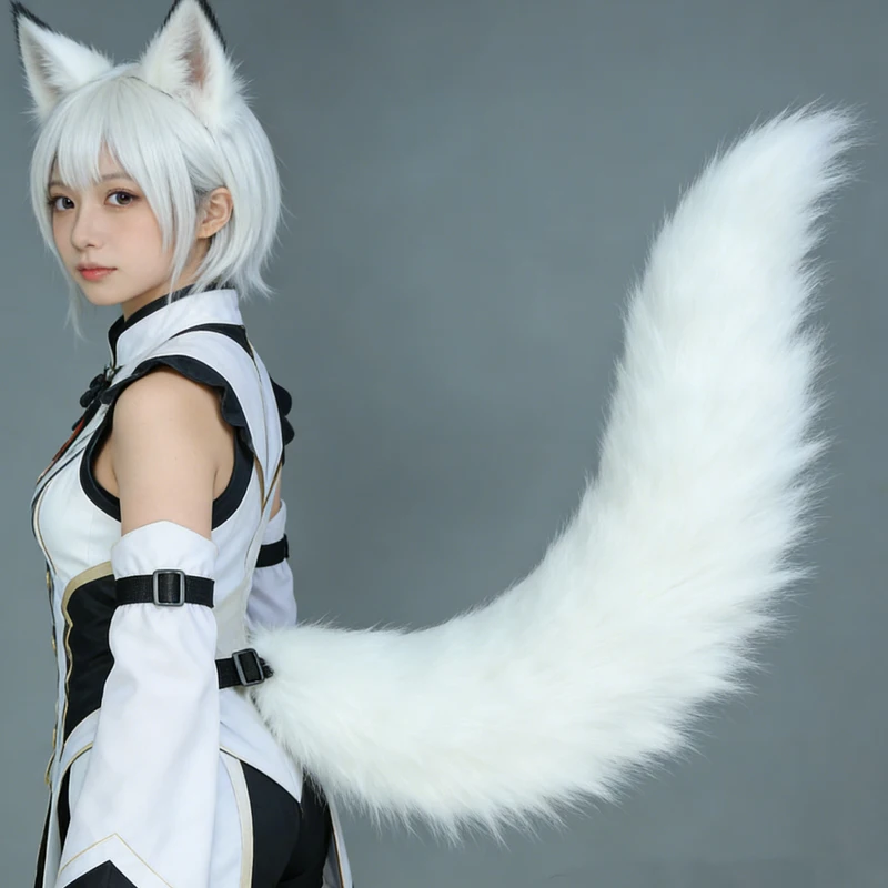 Fox Ears and Tail Set - Kemono Style Fox Faux Fur Cosplay Accessory, Furry Costume for Women, Halloween Party, Anime Convention