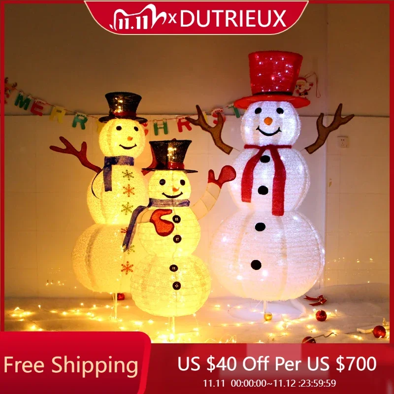 

Christmas Glowing Snowman Santa Claus Ornament Large Hotel Shopping Luxury Cute Trendy Kawaii Mall Decoration Iron Snowman