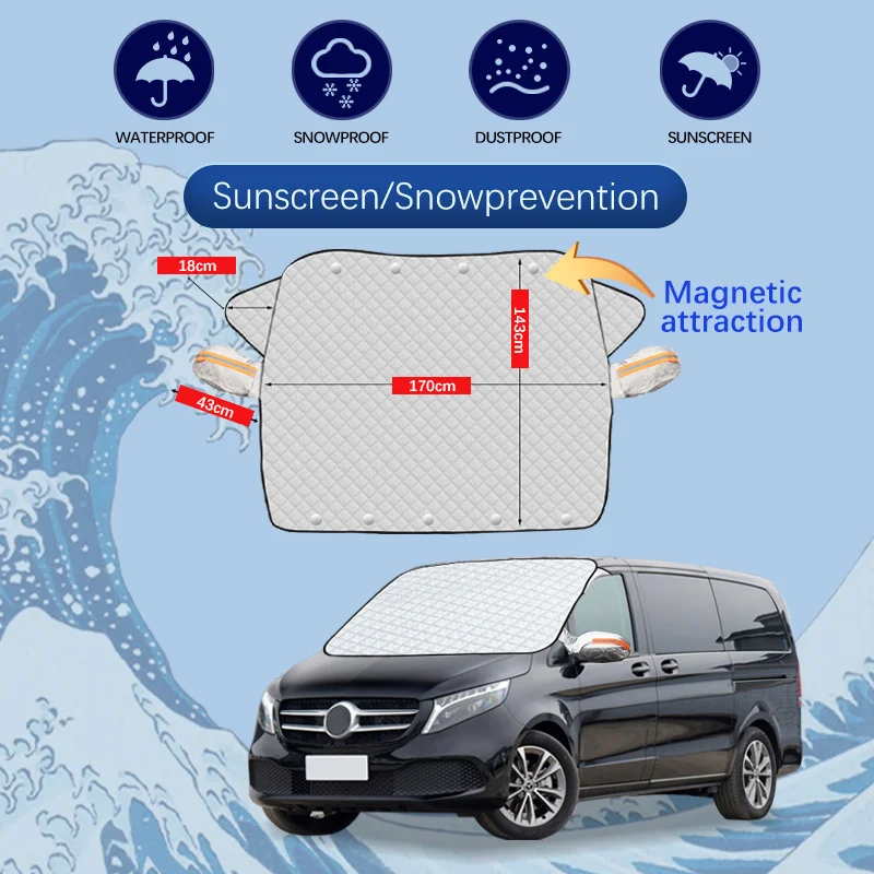 For Mercedes Benz V260L W447 W448 Car Winter Windshield Snow Cover Frost Protection Anti-ice Front Windscreen Cover