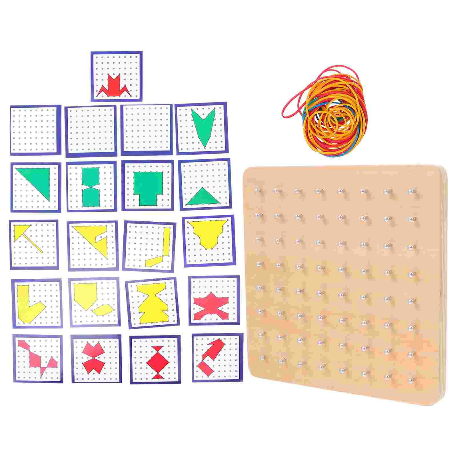 

Wooden Toys Educational Montessori Geoboard Brain Kids Kindergarten Nail Plate Pegboard Toddler