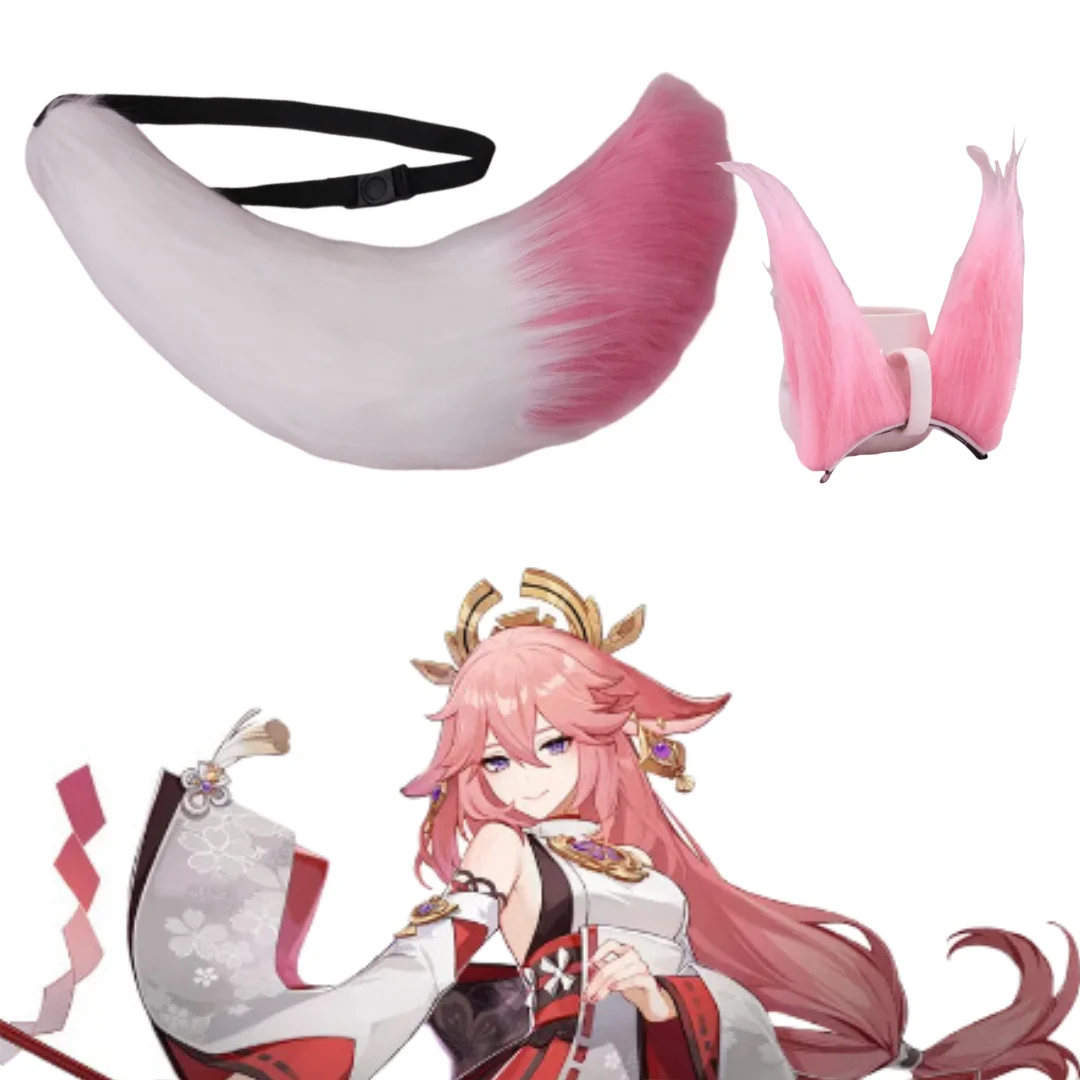 Yae Miko Guuji Yae Cosplay Wig Tail Game Wig Tail headgear Anime Props