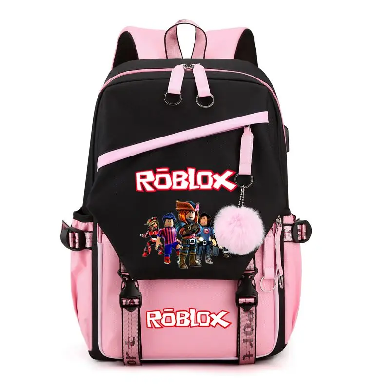

Game ROBLOX School Backpack with Double Zipper Pocket,Orthopedic Cartoon Bag Boy Girl,Durable Bag Pupil Students School Supplies