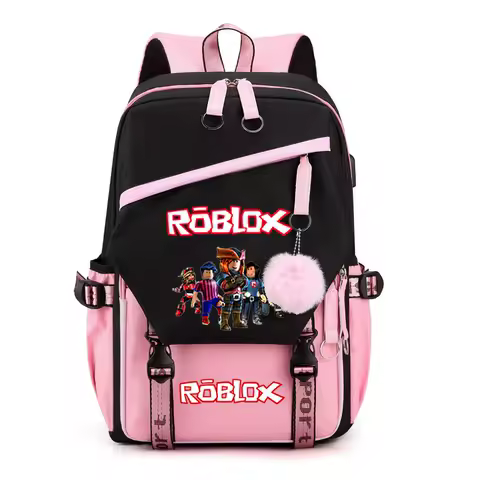 Game ROBLOX School Backpack with Double Zipper Pocket,Orthopedic Cartoon Bag Boy Girl,Durable Bag Pupil Students School Supplies