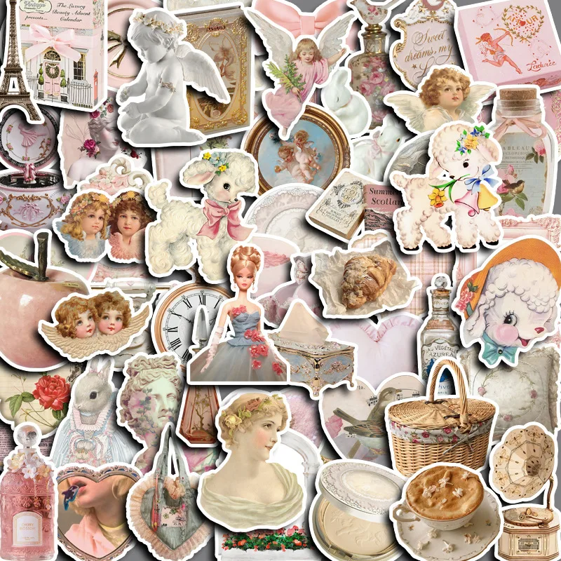 

10/30/60Pcs Retro Pink Waterproof Graffiti Sticker Aesthetic Decorative Luggage Cup Guitar Laptop Phone Notebook Kids Stickers