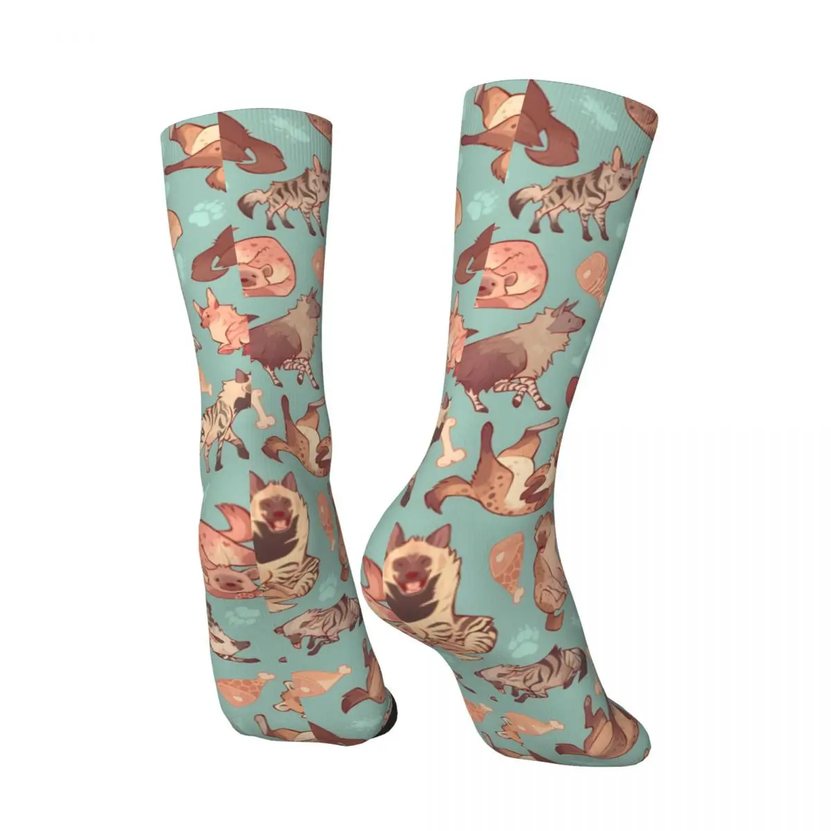 Retro Hyenas In Minty Men's compression Socks Unisex Street Style Pattern Printed Novelty Crew Sock