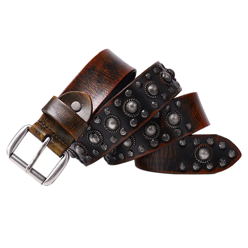 Vintage En Artistieke Punk Stijl Lederen Riem Modieuze Riem Met Punk Rock Elementen Mode Riem