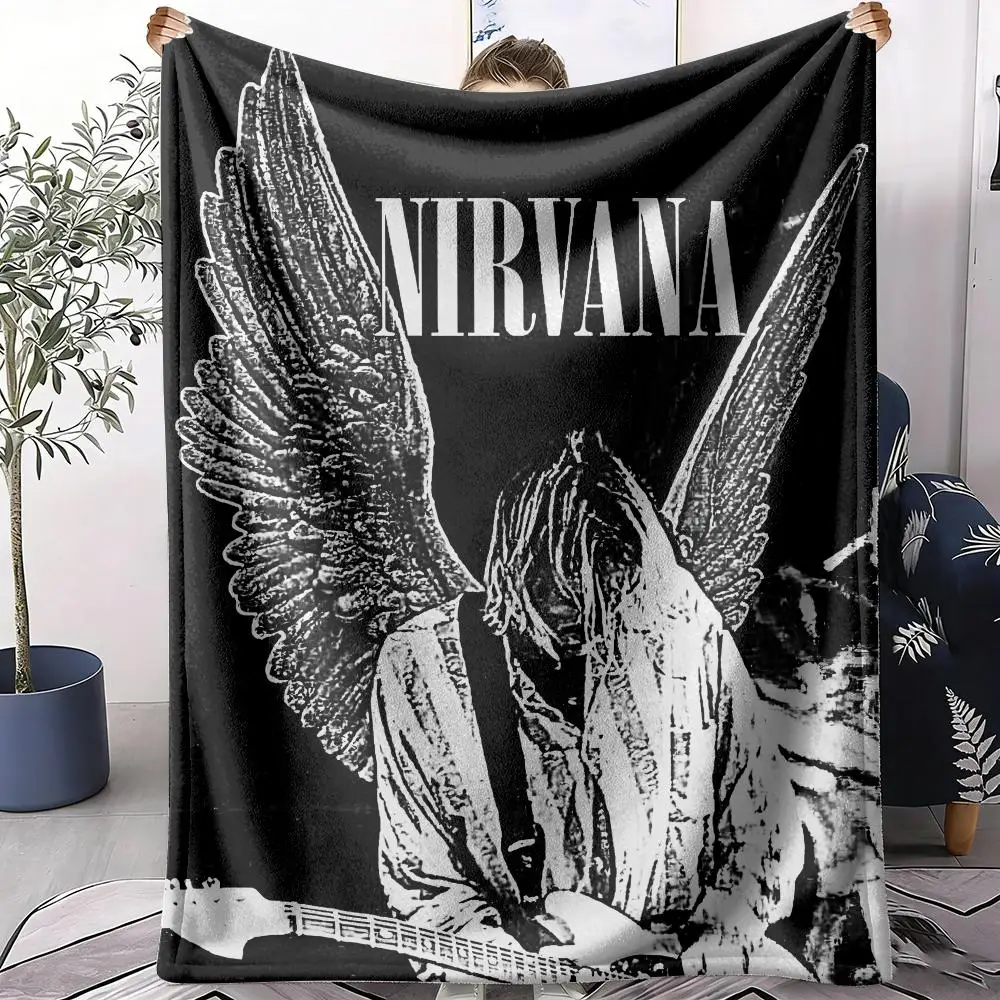 Legendary Rock Band N-Nirvana Throw Soft Flannel Throw Summer Blanket Lightweight Cozy Nap Blanket for Sofa Bed Travel