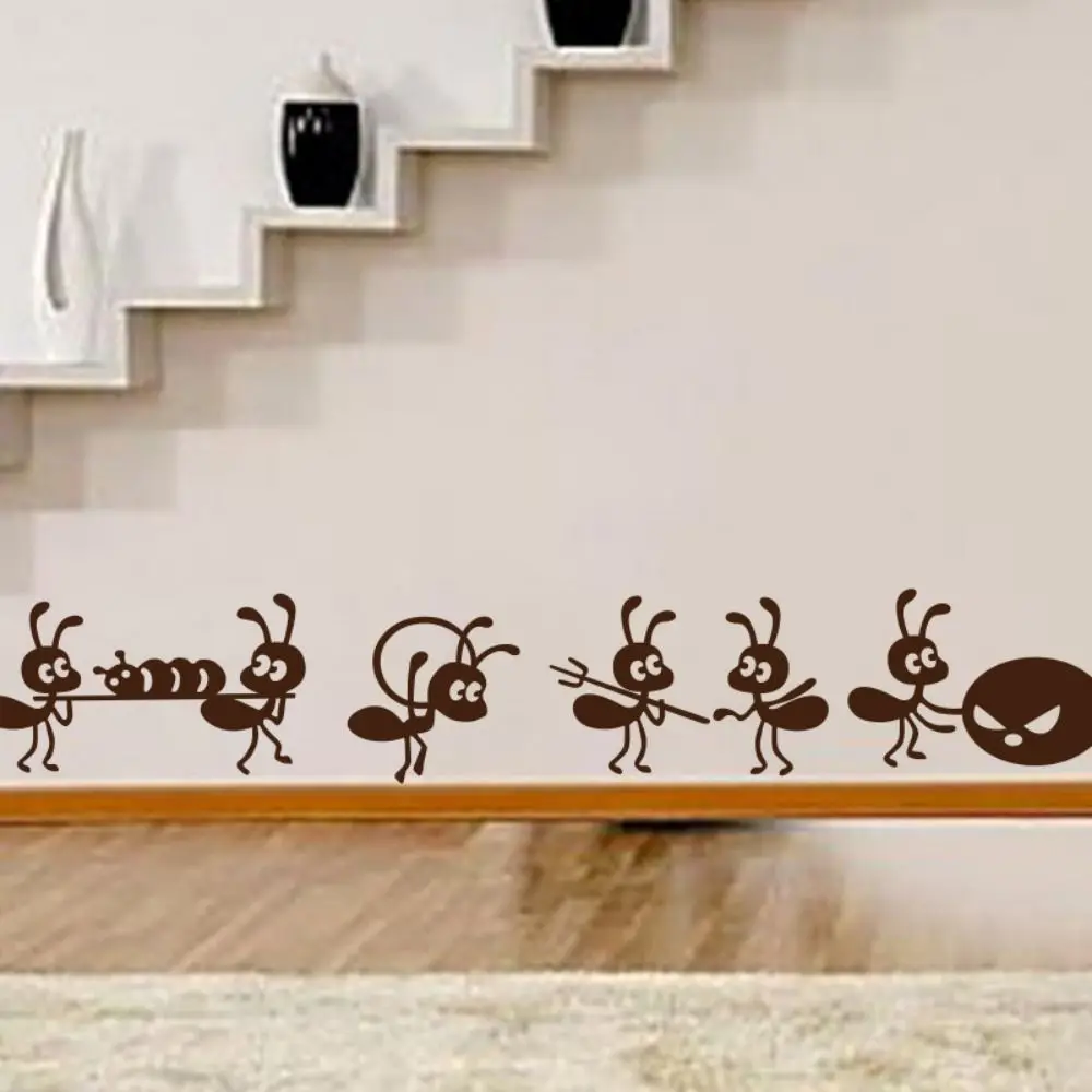 

Cartoon Mural Art Ants Move Wall Sticker DIY Removable Ant Wallpaper Black Double-sided Visual Window Painting Stickers Windows